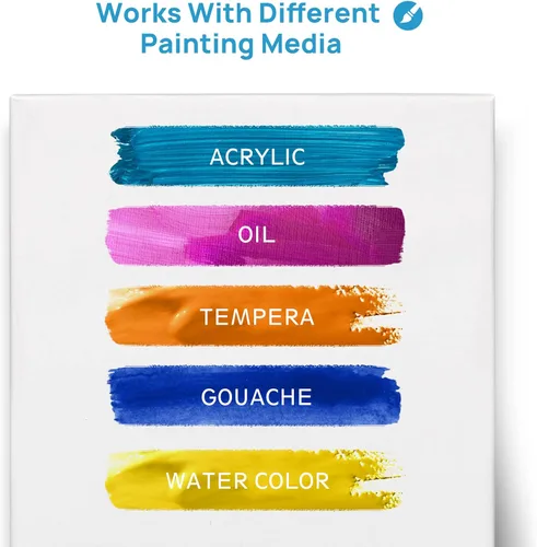 Vista 7 de Panel de lienzo de pintura, 28 lienzos imprimados para pintar de grosor, lienzo plano blanco en blanco, paquete económico a granel, 100% algodón