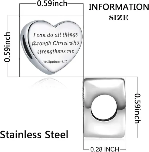 Vista 2 de MUERDOU Pulsera con dije de corazón en forma de versículo bíblico cristiano oración fe joyería religiosa regalos para mujeres