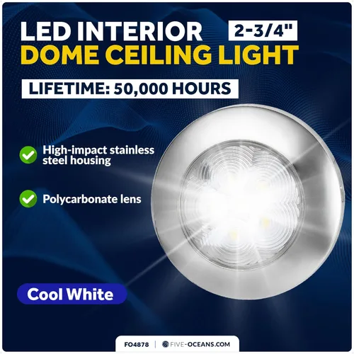 Vista 2 de Five Oceans FO4878 - Lámpara de techo LED para interiores, 2-3/4 pulgadas, redonda, luz blanca diurna, 12 V, impermeable IP67, luz