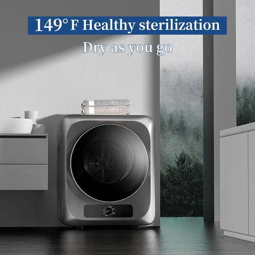 Vista 3 de VCJ Secadora de ropa portátil para apartamento, secadora de ropa eléctrica compacta de 10 libras con tambor de acero inoxidable, 1.5 pies cúbicos