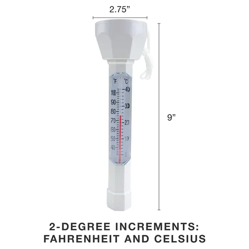 Vista 7 de SplashTech Termómetro flotante para piscina con pantalla de lectura EZ Jumbo y cable, a prueba de roturas, equipo de mantenimiento de piscina