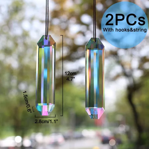 Vista 45 de STINO - 2 piezas prismas atrapasoles de bola de cristal de 4cm, atrapasoles colgantes con prisma de vidrio, creador de arcoíris para ventanas