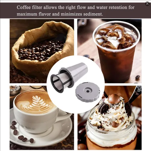 Vista 3 de Filtro de café reutilizable para Keurig My K-Cup, café o té para preparar café o té, se adapta a la serie B30 B40 B50 B60 B70 con accesorios de café