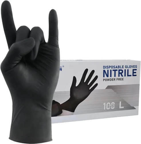Wostar Guantes desechables de nitrilo sin polvo y látex, guantes de examen de nitrilo desechables no estériles de 4 mil para pantalla táctil