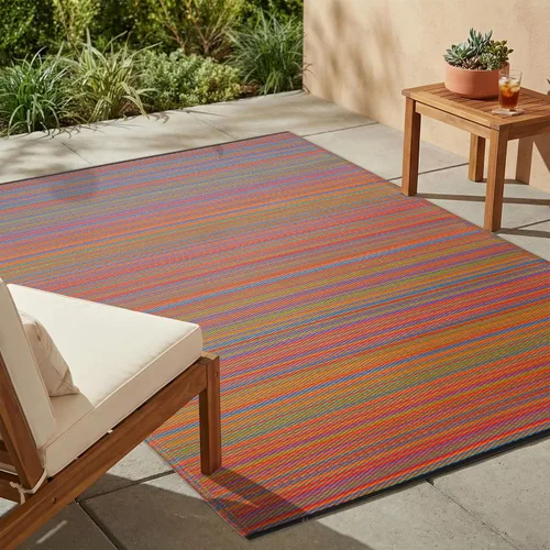 Vista 35 de Fab Habitat - Tapete de plástico reciclado para exteriores, impermeable, resistente a la decoloración y a las arrugas, rayas abstractas desgastadas