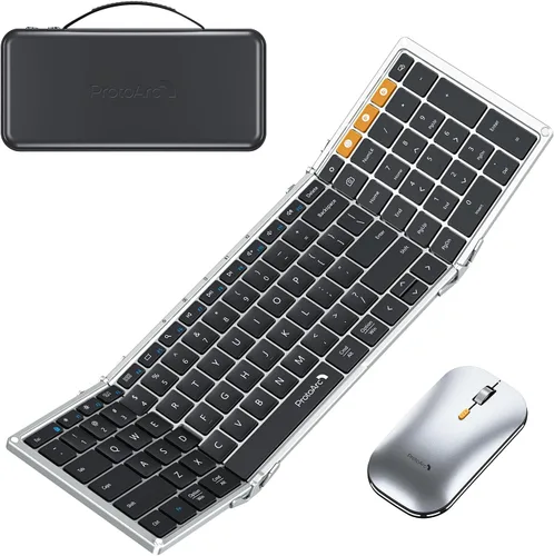 Vista 9 de ProtoArc XKM01 Combo de teclado y ratón plegable de tamaño completo para Rosa
