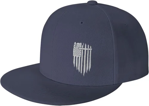 Gorra de béisbol unisex con diseño de cruz de bandera americana, gorra de béisbol ajustable con diseño de hip hop liso para papá, con ala plana para