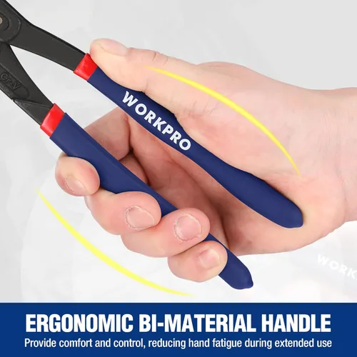 Vista 5 de WORKPRO Juego de 2 alicates para juntas ranuradas, alicates de bomba de agua ajustables rápidos de 7 y 10 pulgadas, alicates de lengüeta y ranura