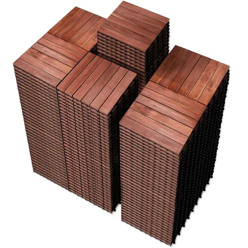 Vista 14 de PrimeZone - 9 azulejos entrelazados de madera de acacia sólida para terraza, patio, 12 x 12 pulgadas, impermeables, para interiores y exteriores