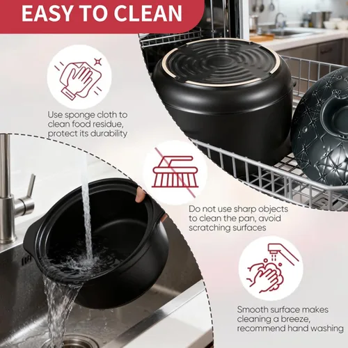 Vista 7 de Olla de cerámica - Donabe japonés/cazuela china/olla de arcilla - azul 4.2L/4.4QT con tapa