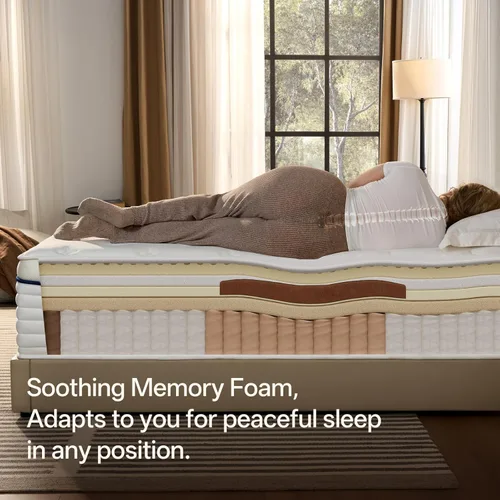 Vista 4 de DCOOLAULTRA Full Size Mattress 12 Inch,Medium Plush Hybrid with Memory Foam& Individually Wrapped Pocket Coils for Support,CertiPUR-US