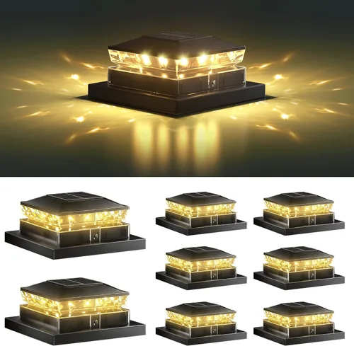 Vista 9 de Luces Solares para Tapas de Postes Paquete de 6, Luces Solares Impermeables para Postes de Valla, 4x4 IP65 Luz Negra para Exteriores para Terraza
