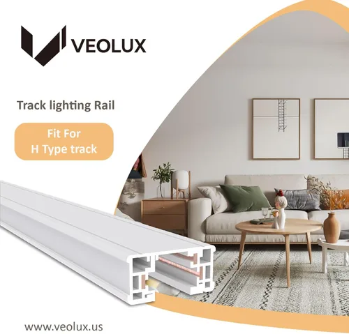 Vista 3 de Iluminación, pista H de 4 pies de circuito único, 120 V con 2 tapas finales en blanco, listado UL