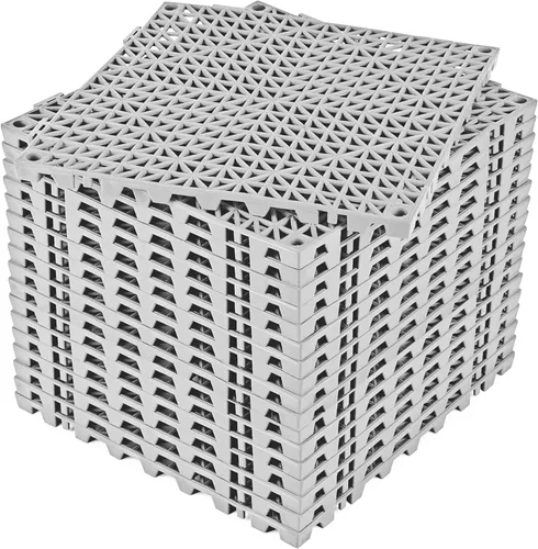 Vista 18 de ToLanbbt Cojín modular entrelazado 8P de 11.8 x 11.8 pulgadas, agujeros de drenaje de goma entrelazados antideslizantes para cubierta, ducha