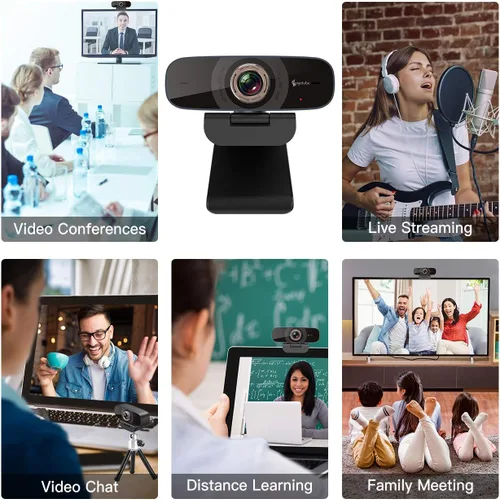 Vista 7 de Cámara web de PC con micrófono, cámara USB 1080p para videollamadas y grabación de videoconferencia/enseñanza en línea/reunión de negocios