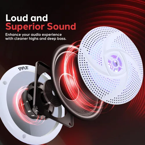 Vista 3 de Pyle Altavoces marinos impermeables de perfil bajo – 240 W 6.5 pulgadas, 2 vías, 1 par, estilo delgado, impermeable, resistente a la intemperie