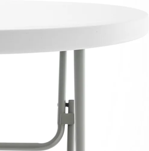 Vista 4 de BTExpert Mesa Plegable de Plástico de Granito Blanco Redonda de 32" Altura de Barra de 43" Mesa Comercial Portátil Mesa de Banquete Tarjeta Café