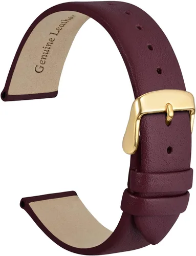 Vista 38 de WOCCI Correa de reloj elegante de 0.315 in de ancho, correa de repuesto de cuero genuino con hebilla dorada (negro)