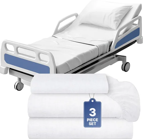 Vista 8 de White Classic Juego de sábanas ajustadas de hospital, camiseta de punto suave de calidad (2 unidades)