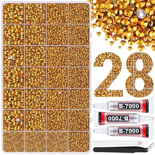 Vista 17 de 30000 diamantes de imitación de resina para decorar con 3 piezas de pegamento para joyería B7000, gemas AB de respaldo plano para manualidades