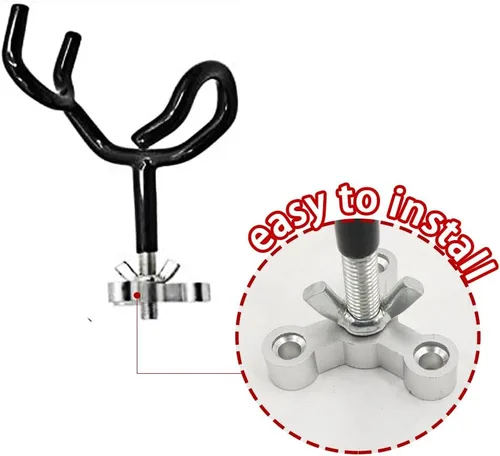 Vista 4 de 4 piezas de soporte de caña de pescar de acero de agarre seguro con ángulo de 20 grados y base de montaje, soporte de caña de pescar para barco