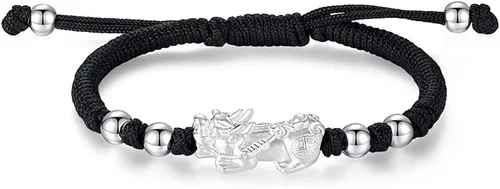 MANRUO Pulsera Pixiu de cuerda roja Feng Shui Pi Yao Riqueza Pulsera Joyería Atrae Riqueza y Buena Suerte Regalo para Hombres y Mujeres
