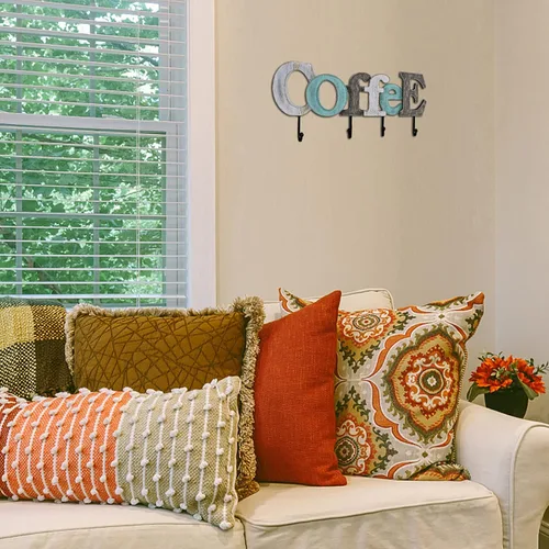 Vista 4 de Linfevisi Letrero de madera para colgar en bloque con letras en bloque de madera, decoración de pared de café, decoración de pared, decoración