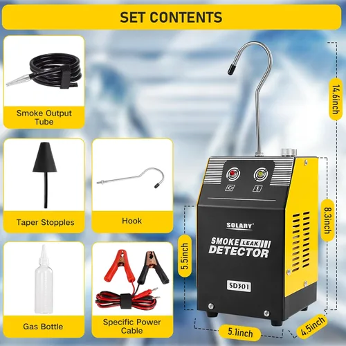 Vista 3 de Solary Detector de fugas de máquina de humo automotriz - probador de diagnóstico de vacío EVAP de 12V DC para sistema de tuberías