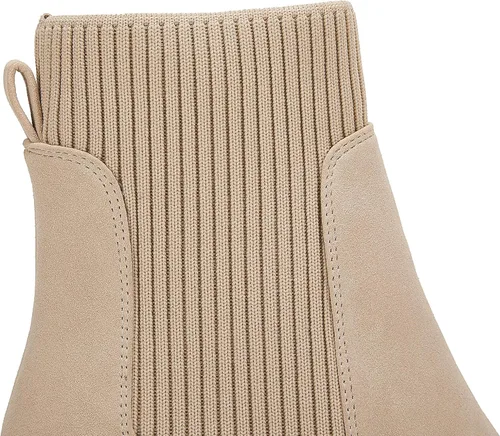 Vista 5 de Botines con elástico al tobillo y plataforma para mujer tacón ancho suela de lengüeta antideslizantes cómodos botines tipo Chelsea