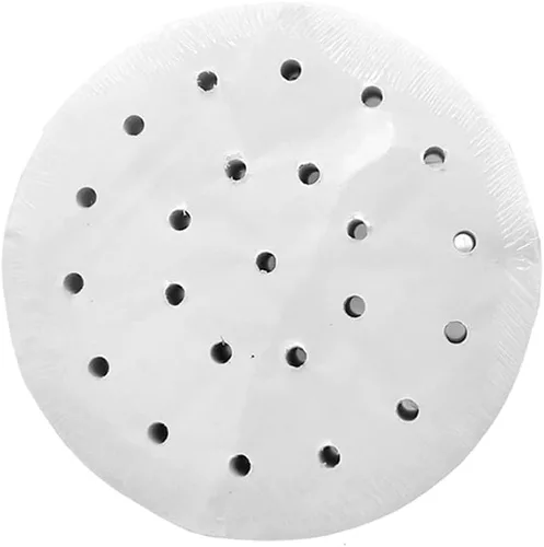 Vista 8 de 100 forros de papel de bambú para freidora de aire de 3 pulgadas, hojas de papel pergamino perforado de alta calidad, tapete de cesta antiadherente