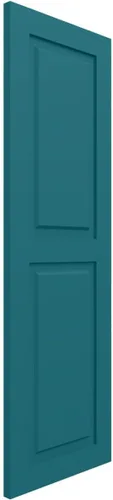 Vista 3 de PVC True Fit de 12 pulgadas de ancho x 25 pulgadas de alto, dos persianas de panel elevadas iguales, Antigua (por par, accesorios no incluidos)