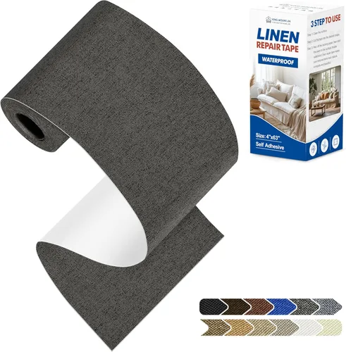 Vista 144 de KING MOUNTAIN Parches de reparación de lino fino, tela autoadhesiva, 8 x 11 pulgadas, 2 unidades, multicolor, para sofá (negro carbón)