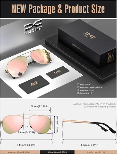 Vista 6 de LUENX - Lentes de sol polarizadas con protección UV 400 para hombre y mujer incluye funda