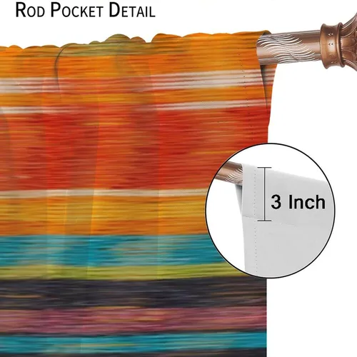 Vista 153 de Cortinas con patrón geométrico tribal, estilo suroeste, azteca, rústico, occidental, nativo americano, opacas, con bolsillo para barra, decoración