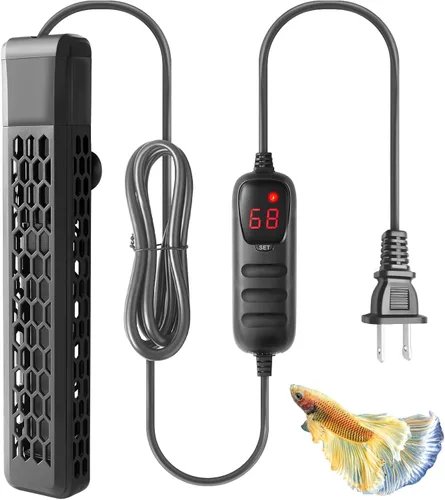 HITOP Calentador PTC de acuario de 200 W con controlador: calentador digital para pecera y tanque de tortugas de 25 a 60 galones, calentador