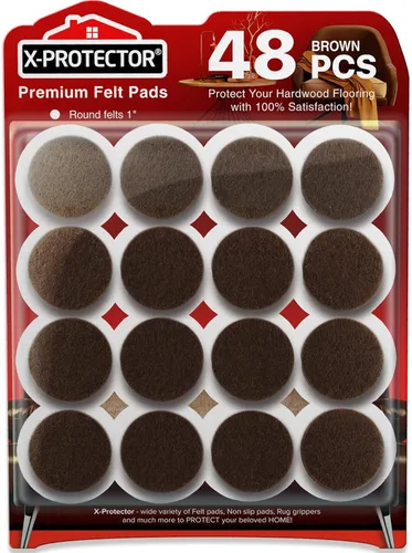 Vista 20 de ¡235 almohadillas de fieltro para muebles marrones y negras X-Protector! Gran cantidad de almohadillas para muebles para pisos de madera dura – ¡Tus