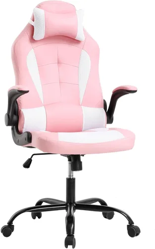 Vista 20 de PayLessHere Silla de escritorio para videojuegos, silla de oficina ergonómica con soporte lumbar, brazos acolchados, reposacabezas ajustables
