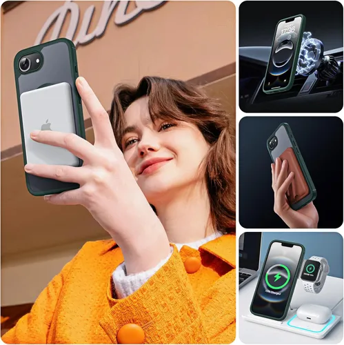 Vista 667 de TOCOL Funda para iPhone 11, compatible con Magsafe, protección completa de cámara, imanes integrados, protección contra caídas, funda translúcida