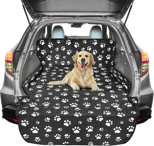 Vista 17 de F-color Forro de carga para perros SUV, resistente al agua, cubierta de carga para mascotas, tapete para asiento de perro de tamaño mediano, SUV