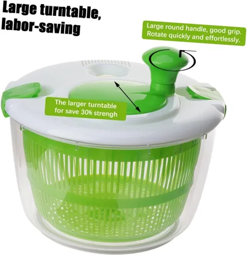 Vista 8 de Deshidratador de ensalada doméstica Secador manual de verduras Spinner de plástico de fácil uso para lavar y secar frutas y verduras