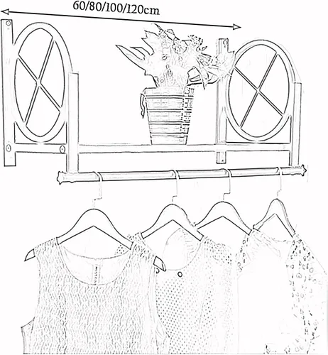 Vista 2 de Perchero de pared con estantes, colgador de metal para ropa, armario, dormitorio, balcón (negro 23.6 in)
