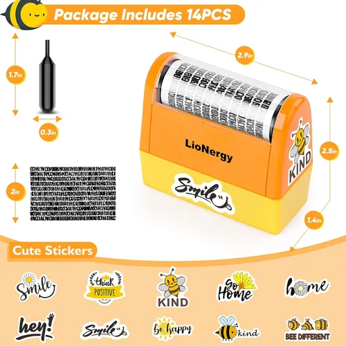 Vista 2 de LioNergy - Sello de rodillo de protección de identidad extra grande para prevención de robo de identidad con 3 repuestos, 10 calcomanías de vinilo