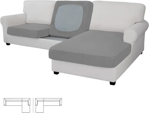 Vista 75 de Easy-Going - 4 Fundas de cojín elásticas para sofá seccional, izquierda/derecha, en forma de L, funda de asiento antideslizante, suave