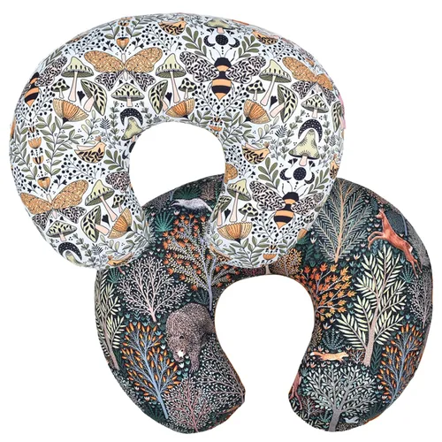 Vista 9 de Winmany Paquete de 2 fundas de almohada de lactancia para recién nacidos, en forma de U, fundas de cojín elásticas reemplazables de bosque y floral