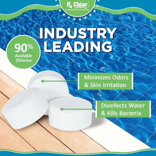 Vista 4 de Rx Clear - Pastillas de cloro de 1 pulgada 15 libras Use las tabletas como bactericida, algaecida y desinfectante en piscinas Estabilizadas
