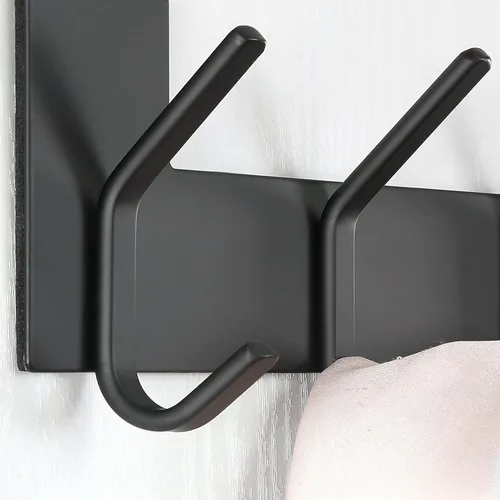 Vista 5 de SKOLOO Gancho para puerta – para puertas de hasta 1-3/4 pulgadas de grosor, negro, no requiere montaje, acero inoxidable, perchero de puerta