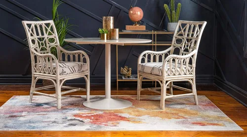 Vista 5 de Unique Loom Downtown Collection Alfombra abstracta, vibrante y pastel, alfombra ecléctica de área, 5' 0" x 8' 0", multicolor / marfil