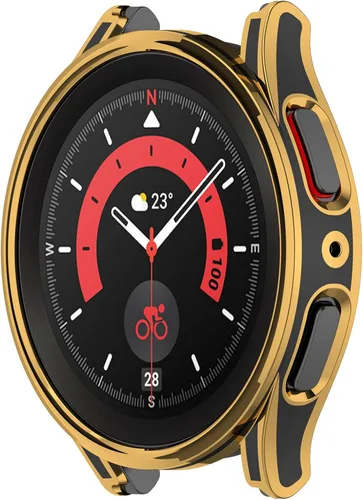 LOKEKE Funda protectora de policarbonato compatible con Samsung Galaxy Watch 5/4 de 1.575 pulgadas con protector de pantalla de vidrio templado