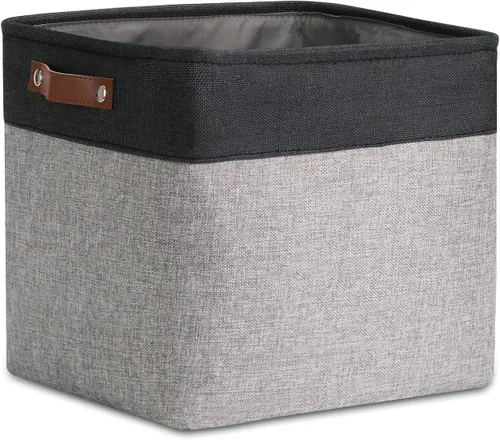 Vista 15 de DULLEMELO Cesta de almacenamiento pequeña para estantes, pequeña cesta plegable de tela rectangular para estantes, armarios, guardería, hogar, Beige