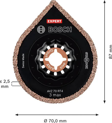 Vista 3 de Bosch 1 x Expert 3 max AVZ 70 RT4 placas de lechada (para mortero, mortero, Ø 2.756 in, accesorio profesional multiherramienta)